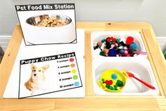 Some Pets Book Activities, Sensory Bins For Preschool, Preschool Pets Unit, Pet Study, Magnet Activities, Puppy Chow Recipes, Puppy Chow, Animal Books, Home Activities