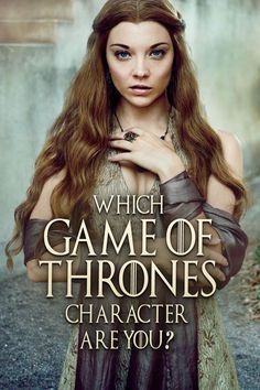 a woman with long red hair standing in front of a poster for game of thrones