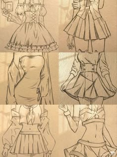 four different types of clothes are shown in this drawing style file, and each is drawn by hand