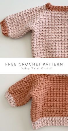 a knitted sweater with the words free crochet pattern on it and an image of