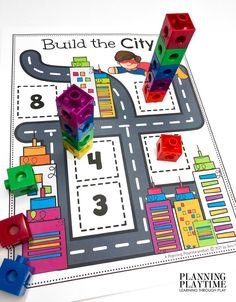 a printable city map with blocks and numbers on the road to build the city