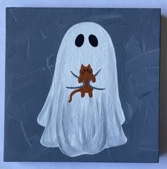 a painting of a ghost holding a cat