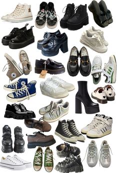 Shoes For Grunge Outfits, Shoe Inspo Aesthetic Sneakers, Acubi Fashion Sneakers, Non Aesthetic Outfits, My Dream Closet Grunge, Acubi Sneaker, Platform Oxfords Outfit Aesthetic, Y2k Emo Shoes, Downtown Aesthetic Shoes