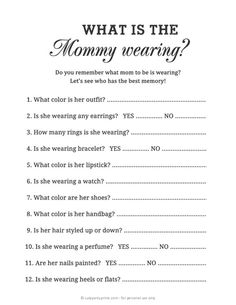 what is the mommy wearing? printable worksheet for moms and dads