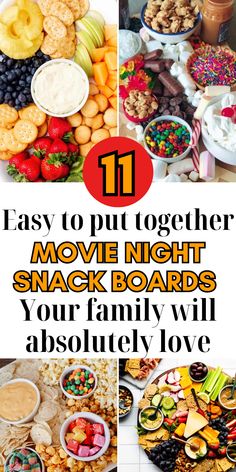 the words 11 easy to put together movie night snack boards your family will absolutely love