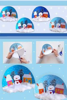 the instructions for how to make a paper plate snowman