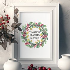 Mural "wreath thankful" SHALOM and welcome to GODJES Unique! Our ever-growing collection of digital murals is meant to be a blessing to you and your loved ones. Our paintings are perfect for decorating living spaces, offices, spiritual retreats or as a special gift. Browse our collection, choose your favorite motifs. Our high quality printable wall art is available in a variety of sizes to ensure you get the format you require. We offer a variety of dimensions, allowing you to choose the ideal i Shalom Wreath, Spiritual Retreats, Be A Blessing, Spiritual Retreat, Ideal Image, Christian Decor, Grateful Thankful Blessed, Fall Wallpaper, Printing Center