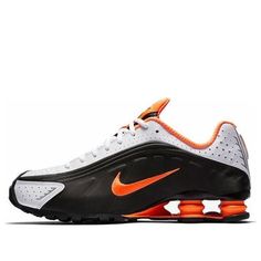 Nike Shox R4 'Dutch Orange' 104265-046 (SNKR) Nike Shox R4, Drawstring Jeans, Nike Shox, Nike, Orange, Black, Design