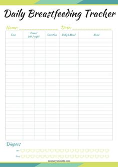 the daily breastfeeding tracker is shown here