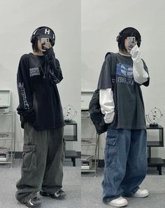 Layering Outfits Masc, Y2k Outfits Gender Neutral, Streetwear Fashion Masc, Asthetic Cloths Idea Men, Oversized Masc Outfit, Oversized Clothes Drawing, Alt Baggy Outfits, Transmasc Outfits Winter, Grunge Oversized Outfits