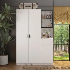 This is a uniquely designed wardrobe with 5 oversized shelves for storing your stacked clothes, and 10 small shelves with guardrails behind the door for storing skincare, perfumes, cosmetics, and more. In addition, there are two storage cabinets, one drawer, and one desktop to meet your classification and storage needs for different items! It is worth mentioning that the tempered glass door has adjustable color light strips inside, making your wardrobe more interesting. Unique Wardrobe, Tempered Glass Door, Small Shelves, Adjustable Lighting, Colour Light, Glass Shelves, Storage Cabinets