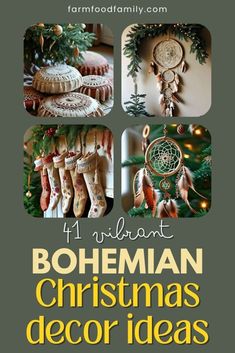 40+ Chic Boho Christmas Decor Ideas to Create a Relaxed Holiday Atmosphere 104 Boho Christmas Porch, Boho Christmas Tree Bohemian, 2024 Christmas Trends, Boho Winter Decor, Boho Christmas Wreath, Anthropology Christmas, Design With Rope, Feather Garland