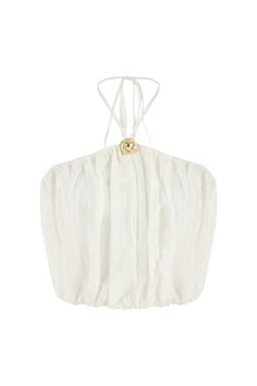 This Ruffled Crop Top is a halter neck crop top with ruching detail and a zipper closure. It pairs well with jeans, joggers, shorts, or skinny pants, offering a versatile and stylish look. Dry clean Material: 75% Viscose , 25% Polyamide Sleeveless Officially licensed Imported Brand: Nocturne Model Product Size: S Model Size: Height 5'10 / Bust 29.5 in / Waist 23 in / Hips 34 in True the size Luxury Summer Tops, Ruffled Crop Top, Jeans Joggers, Halter Neck Crop Top, Summer Crop Tops, Gold Top, Halter Crop Top, Beauty Sale, Simple Trendy Outfits