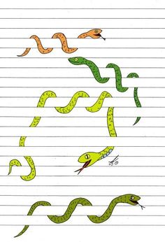 an image of snakes on lined paper