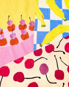 an image of a painting with apples and bananas on the table top, as well as another piece of art