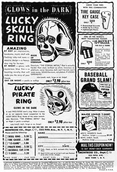 an old advertisement for lucky skull ring