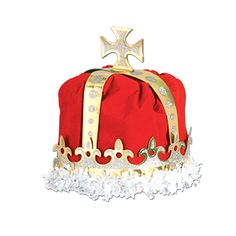 Beistle Royal king's crown hat in red color gives a royal look that is ideal for mardi gras celebration, sold as 2 per pack. Beistle Royal king's crown hat in red color is made of cardstock with velvet-textured velour and has printed jewels with white paper fringed edges. High quality crown is perfect for festive occasions, sold as 2 per pack. Red. High quality hats - crowns for festive occasions. Theme: Mardi gras. Material: Cardstock. One size fits most. Inside diameter measures 7". Features p King's Crown, Medieval Party, Fairytale Party, Crown Party, Royal King, Red Cases, Mardi Gras Decorations, Crown Hat, Mardi Gras Party