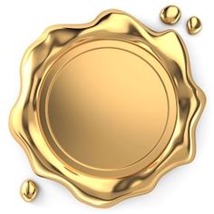 a shiny gold plate with some drops on the side and an empty one in the middle