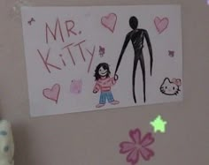 a child's room with a drawing of a man holding the hand of a woman