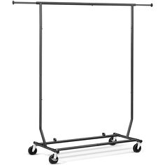 If you have tons of clothes but have limited or no closet space to organize them, a garment rack is a cost-effective solution. Found atop four large swivel wheels with brakes and made of chrome-plated metal, this rolling garment rack boasts high strength and durability, and easy maneuverability. Designed in a simple and collapsible structure, our rolling clothing rack ensures effortless and quick assembly and convenient storage. The extendable hanging rods and adjustable rod height allow for fle No Closet Space, Garment Rack, Swivel Wheels, Back Drop, Closet System, Garment Racks, Clothes Rack, Closet Space, Closet Storage