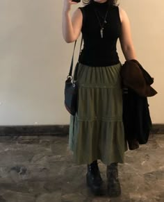 Nonbinary Skirt Outfits, Summer Outfit Alternative, Long Skirt Alternative Outfits, Modest Outfits Fall, Summer Outfits Alternative, Summer Alternative Outfits, Maxi Skirt Outfit Fall, Fall Modest Outfits