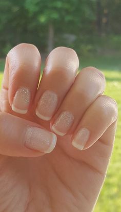 French Tip Gel Manicure, Nails With Ombre, French Gel Manicure, Sparkly French Tip Nails, Sparkle French Manicure, French Tip Gel, Short Natural Nails, French Tip Gel Nails, Gel Nails French