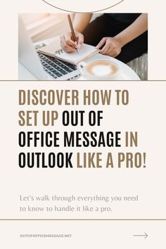 an advertisement with the words, how to set up office message in outlook like a pro