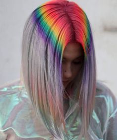 Wow... this actually looks like a real rainbow!! Love it!! Xo Trendy We Fryzurach, Mermaid Hair Color, Rainbow Hair Color, Multicolored Hair, Hair 2018, Long Bob Hairstyles, Artistic Hair, Mermaid Hair