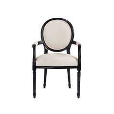 a black and white chair with an oval back