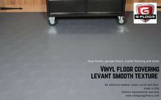 an advertisement for vinyl floor covering in a garage