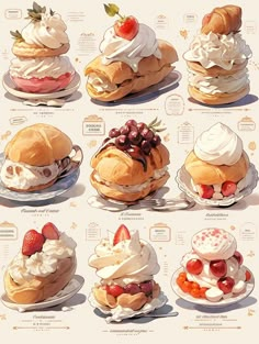 an image of different types of desserts on plates