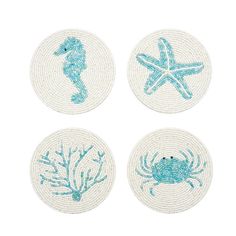 four coasters with sea animals on them