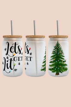 Let's Get Lit Christmas 16oz Holiday Libbey Glass Tumbler - ShopSpoiled Glass Tumbler Design, Wine Stickers, Lets Get Lit, Sublimation Images, Glass Tumblers, Christmas Accessories, Christmas Stocking Stuffers, Libbey Glass, Initial Jewelry