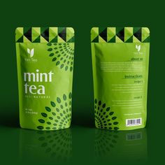 two bags of mint tea sitting next to each other