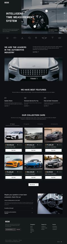 an image of a website page with cars on the front and back pages, all in black