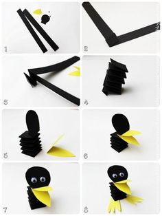 the steps to make a paper bird that looks like it's made out of construction paper