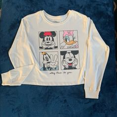 Disney Mickey And Friends Graphic T-Shirt Long Sleeve Women’s Size Large White New With Tags White Disney Long Sleeve T-shirt, White Long Sleeve Mickey Mouse T-shirt, Disney Long Sleeve T-shirt For Disney Trips, Cute Long Sleeve Minnie Mouse T-shirt, Friends Graphic, Long Sleeve Character Print T-shirt For Disney Trips, Sleeve Women, Disney Tops, Mickey And Friends