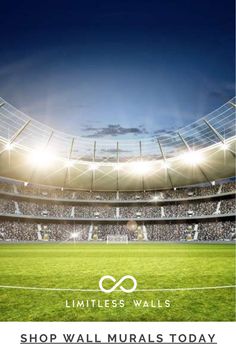 an image of a soccer stadium with the words limit walls shop wall murals today