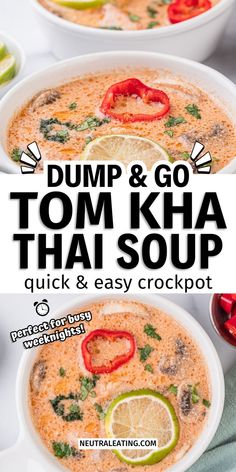 Best Tom Kha Soup Recipes: easy crockpot soup recipes with few ingredients, keto soup dinner, quick tom kha soup Tom Kha Gai Soup Recipe, Tom Kah, Chicken Soup For Colds, Tom Kha Gai Soup, Healthy Fall Soups, Tom Kha Soup, Soup Crockpot, Tom Kha Gai, Tom Kha