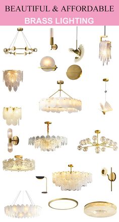 a bunch of chandeliers that are hanging from the ceiling and in different shapes