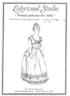 Victorian Lady Doll  Dress or underwear chemise petticoat drawers  Antique vintage look sewing pattern uncut  Fits doll size 16" 16" Victorian Lady Doll chemise, corset, pantalettes, half crinoline, socks, shoes  Antique vintage look sewing pattern uncut 9006 Sewing Pattern ~ uncut copy     All pieces are included along with the Instruction sheet.    If you have any question on this pattern please emails me...   If this pattern is not the right size and if you have the means to re-size this patt Victorian Dress Pattern, Lady Doll, Dress Patterns Free, Victorian Lady, Sewing Doll Clothes, Victorian Dolls, Sewing Dolls, Ball Jointed Dolls, Vintage Sewing Patterns