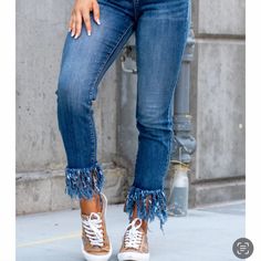 Topshop Long Frayed Edge, Jeans. Size 26 Nwt Elastic Waistband Jeans, Boyfriend Fit Jeans, Frayed Hem Jeans, Blue Denim Pants, Topshop Jeans, Embellished Jeans, Hem Jeans, Stretchy Jeans, Judy Blue Jeans