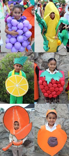 some kids are dressed up as fruits and vegetables