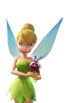 the tinkerbell fairy is holding a flower