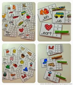 four pictures showing different activities for children to do in the same language, including letters and numbers