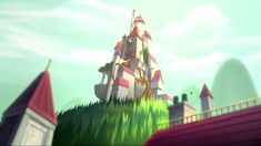 an animated image of a castle on top of a hill