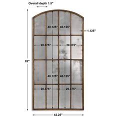 an arched window is shown with measurements for the size and width, as well as how to measure it