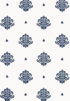 a blue and white wallpaper with an ornate design