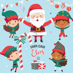 santa claus and elves for christmas