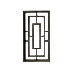 an iron door frame with square and rectangle shapes on it, against a white background